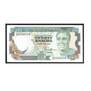 CÉDULA DA ZÂMBIA 20 KWACHA P 32 B FE