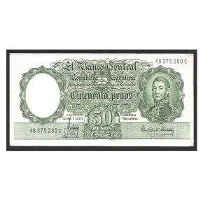 CÉDULA DA ARGENTINA 50 PESOS LETRA C MBC/SOB