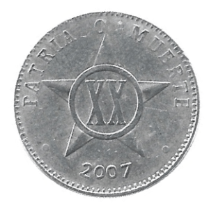 MOEDA DE CUBA 20 CENTAVOS 2007 KM 35.2