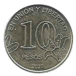 MOEDA DA ARGENTINA 10 PESOS 2020 KM 189