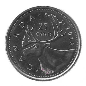 MOEDA DO CANADÁ 25 CENTS 2015 KM 493.2