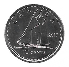 MOEDA DO CANADÁ 10 CENTS 2015 KM 492.2