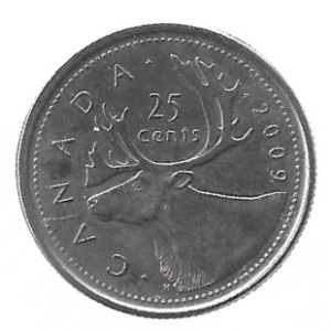 MOEDA DO CANADÁ 25 CENTS 2009 KM 493.2
