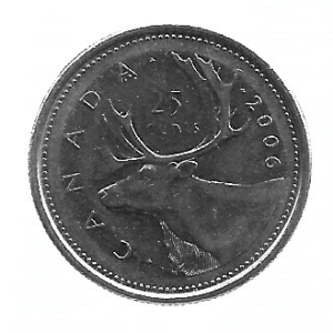 MOEDA DO CANADÁ 25 CENTS 2006 KM 493.2