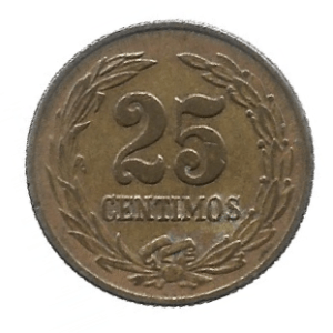 MOEDA DO PARAGUAI 25 CENTAVOS 1948 KM 23