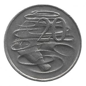 MOEDA DA AUSTRÁLIA 20 CENTAVOS 1981 KM 66