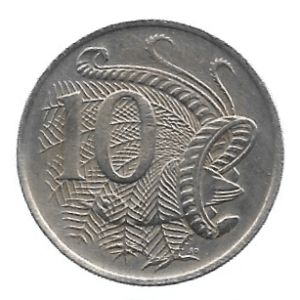 MOEDA DA AUSTRÁLIA 10 CENTAVOS 1967 KM 65