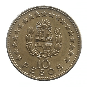 MOEDA DO URUGUAI 10 PESOS 1965 KM 48