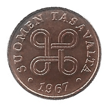 MOEDA DA FINLÂNDIA 1 PENNY 1967 KM 44