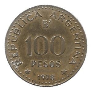 MOEDA DA ARGENTINA 100 PESOS 1978 KM 82
