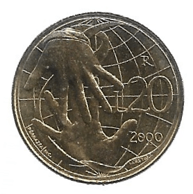 MOEDA DE SAN MARINO 20 LIRAS 2000 KM 400