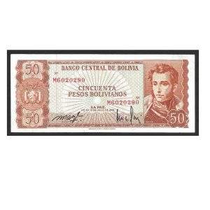 CÉDULA DA BOLÍVIA 50 PESOS SOBERBA