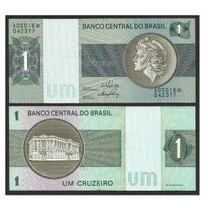 CÉDULA DO BRASIL 1 CRUZEIRO REPOSIÇÃO C 129 A SOB/FE
