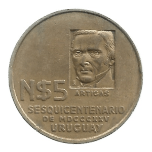 MOEDA DO URUGUAI 5 NUEVOS PESOS 1975 KM 65