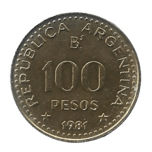 MOEDA DA ARGENTINA 100 PESOS 1981 KM 85 A