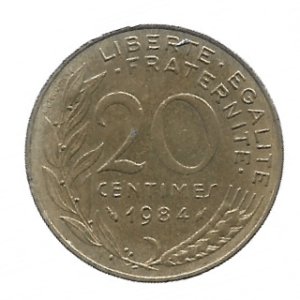 MOEDA DA FRANÇA 20 CENTAVOS 1984 KM 930