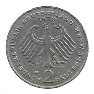 MOEDA DA ALEMANHA 2 MARCOS 1970 F KM 124
