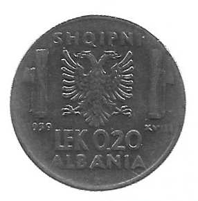 MOEDA DA ALBÂNIA 0,20 LEK 1939 KM 29 OCUPAÇÃO ITALIANA