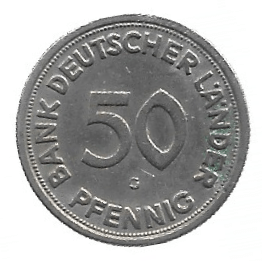 MOEDA DA ALEMANHA 50 PFENNIG 1949 G KM 104