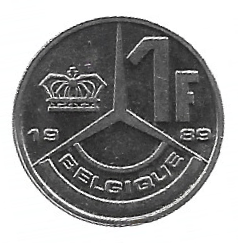 MOEDA DA BÉLGICA 1 FRANCO 1989 KM 170