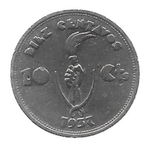 MOEDA DA BOLÍVIA 10 CENTAVOS 1937 KM 180