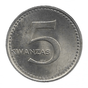MOEDA DE ANGOLA 5 KWANZAS 1977 KM 85