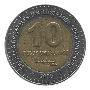 MOEDA DO URUGUAI 10 PESOS 2000 KM 121