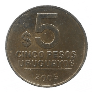MOEDA DO URUGUAI 5 PESOS 2005 KM 120.2