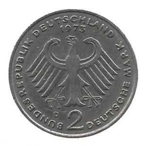 MOEDA DA ALEMANHA 2 MARCOS 1973 D KM A 127