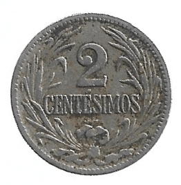MOEDA DO URUGUAI 2 CENTAVOS 1924 KM 20