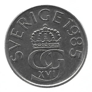 MOEDA DA SUÉCIA 5 KRONOR 1985 KM 853