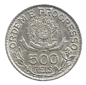 MOEDA DO BRASIL 500 RÉIS 1913 P 706 SOB/FC