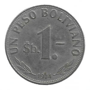 MOEDA DA BOLÍVIA 1 PESO 1974 KM 192