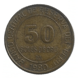 MOEDA DO PERU 50 SOLES ORO 1980 KM 273