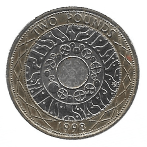 MOEDA DO REINO UNIDO 2 POUNDS 1998