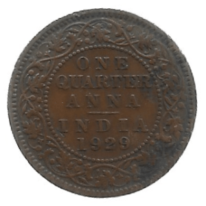 MOEDA DA ÍNDIA 1/4 ANNA 1929 KM 512