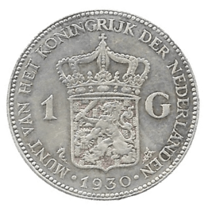 MOEDA DOS PAÍSES BAIXOS  1 GULDEN 1930 KM 161.1 PRATA