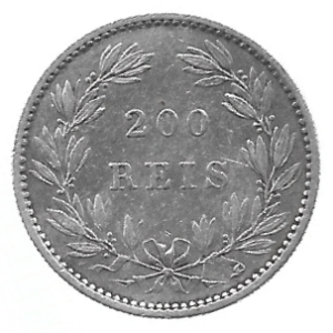 MOEDA DE PORTUGAL 200 RÉIS 1887 KM 512 PRATA