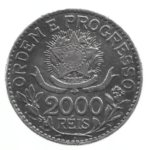 MOEDA DO BRASIL 2000 RÉIS 1913 P 708 SOB