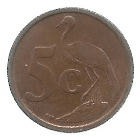 MOEDA DA ÁFRICA DO SUL 5 CENTAVOS KM 440
