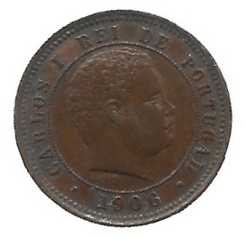 MOEDA DE PORTUGAL 5 RÉIS 1906 KM 530