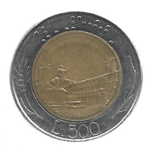 MOEDA DA ITÁLIA 500 LIRAS 1984 KM 111