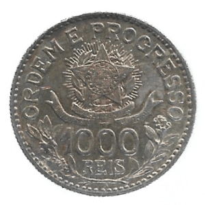 MOEDA DO BRASIL 1000 RÉIS 1913 P 707 SOB/FC