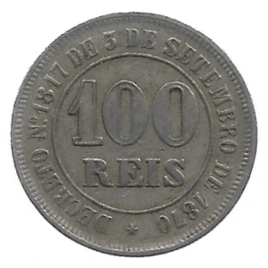 MOEDA DO BRASIL 100 RÉIS 1884 V  014 SOBERBA
