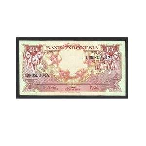 CÉDULA DA INDONÉSIA 10 RUPIAS 1959 P 66 FE