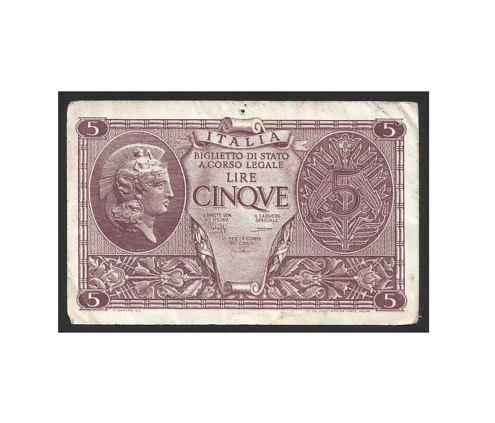 CÉDULA DA ITÁLIA 5 LIRA 1944 P 31 C MBC