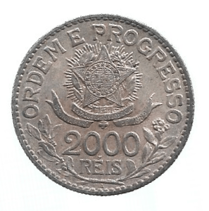 MOEDA DO BRASIL 2000 RÉIS 1913 P 708 SOB/FC