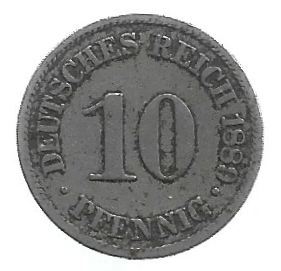 MOEDA DA ALEMANHA 10 PFENNIG 1889 A KM 4