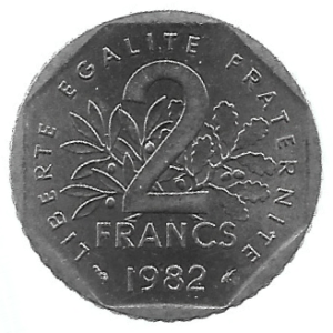 MOEDA DA FRANÇA 2 FRANCOS 1982 KM 942.1