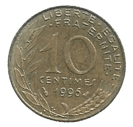 MOEDA DA FRANÇA 10 CENTAVOS 1996 KM 929